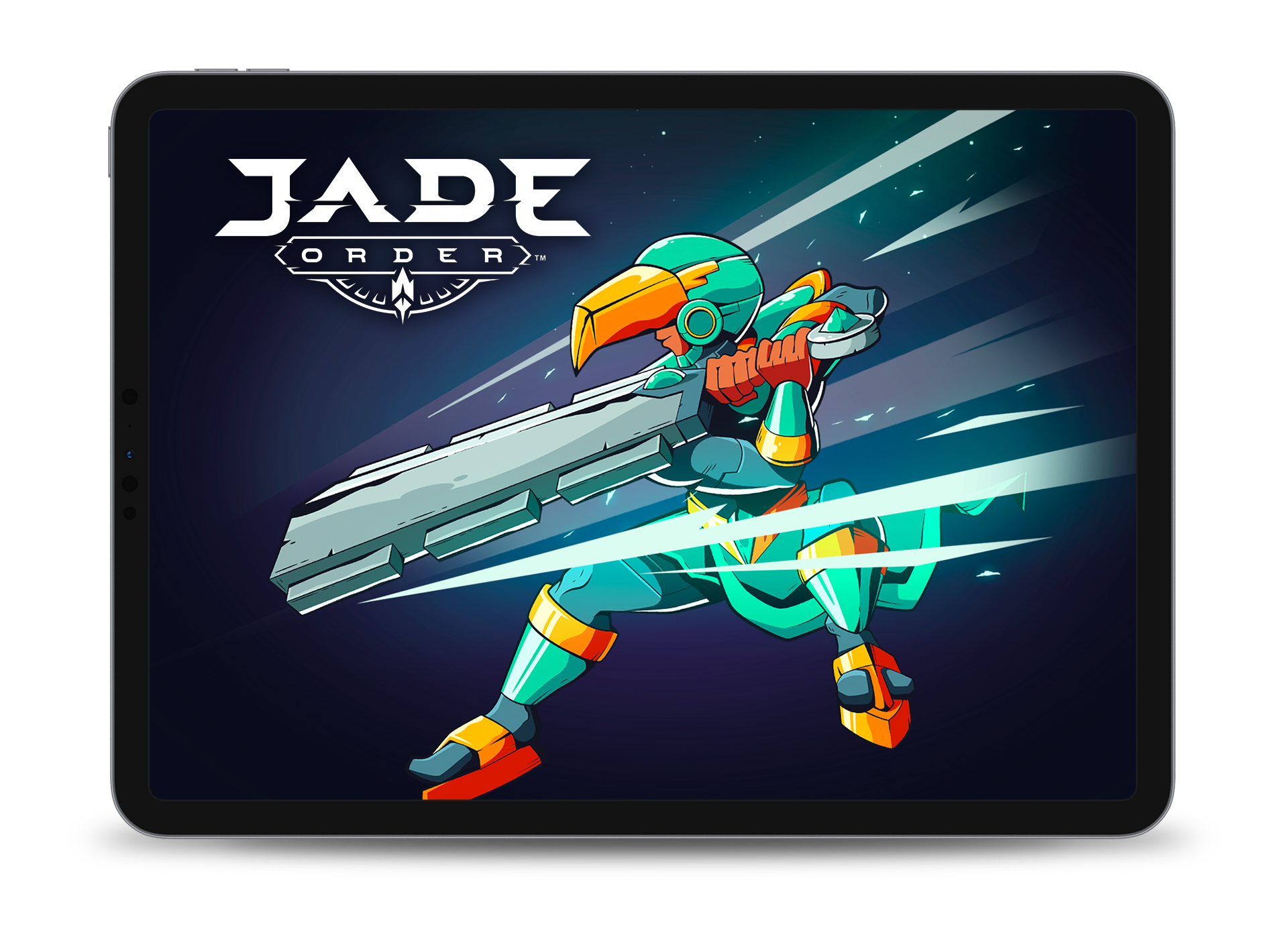 Tablet showcasing the game 'Jade Order'